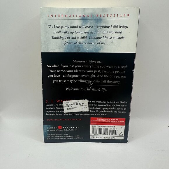 Before I Go To Sleep By S. J. Watson Paperback Novel - Picture 2 of 4